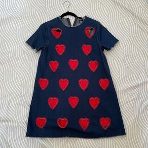 Denim Mini Dress Heart Shapes